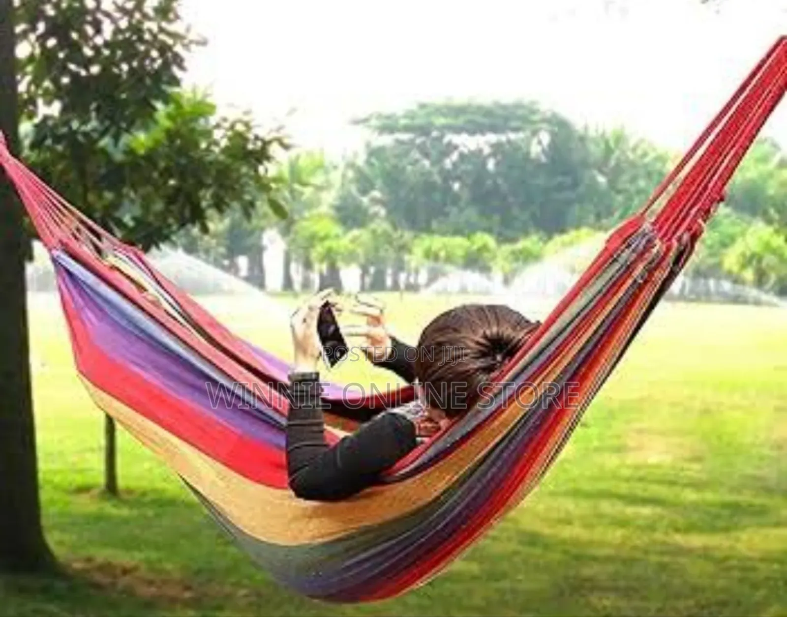 Cotton Stripped Foldable Hammock For Single