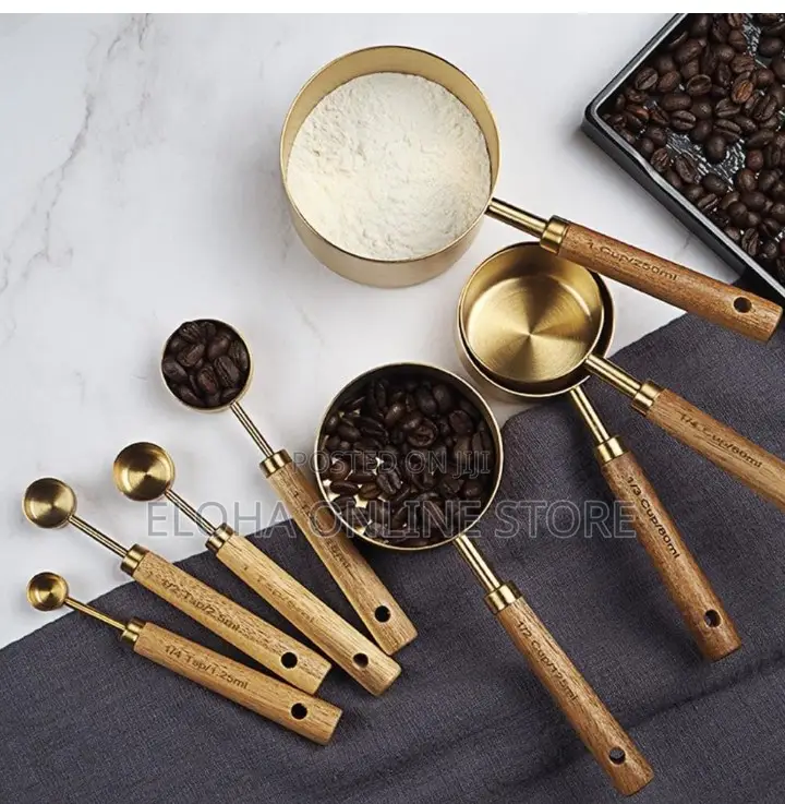 ,Stainless Steel Measuring Cup Wooden Handle