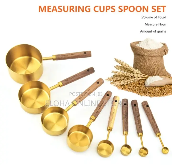 ,Stainless Steel Measuring Cup Wooden Handle
