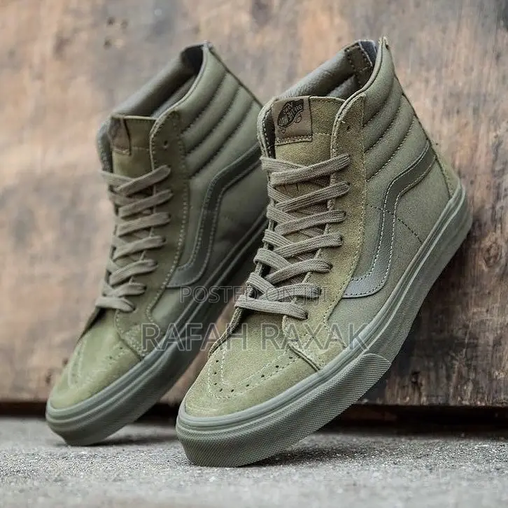 Original Army Green High Top Vintage Vans Off the Wall