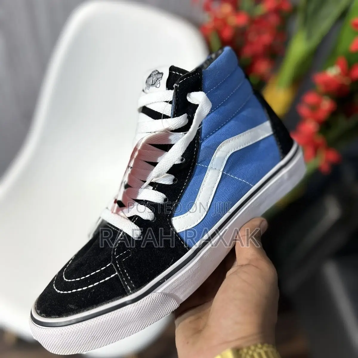 Original Black/Blue High Top Vintage Vans Off the Wall