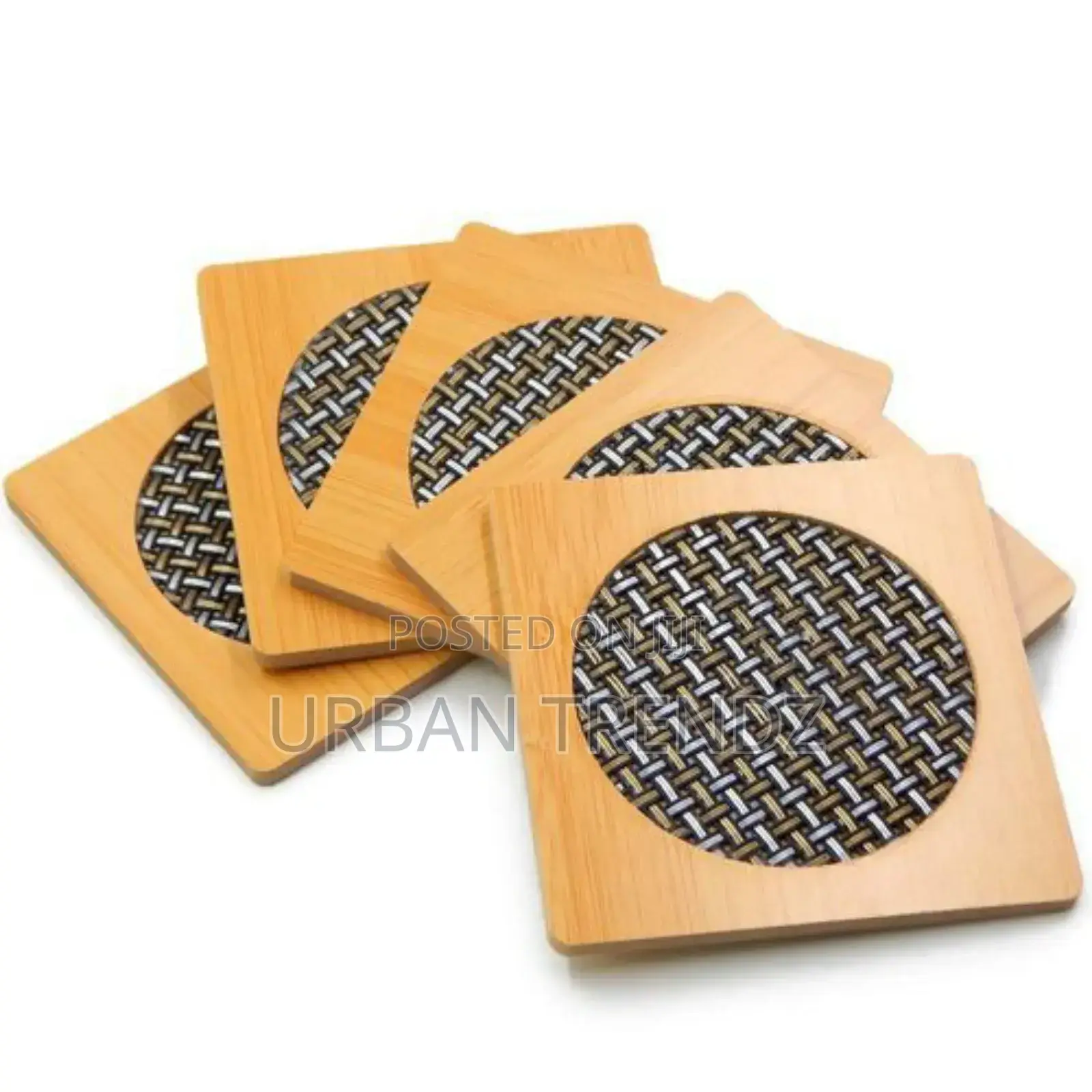 Bamboo 6 Piece Bamboo Mug/Glass Cover Coasters -Brown