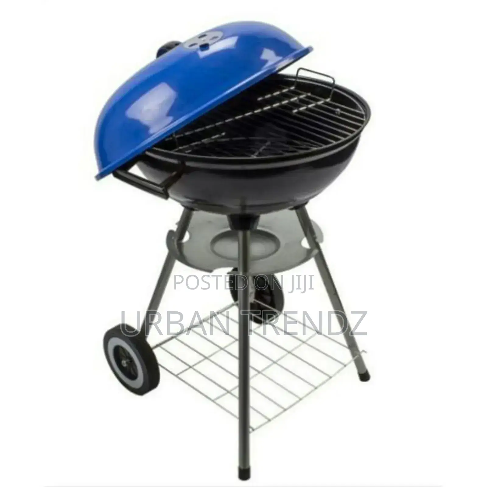 Portable Metal Kettle Trolley Barbecue Wood Charcoal Grill