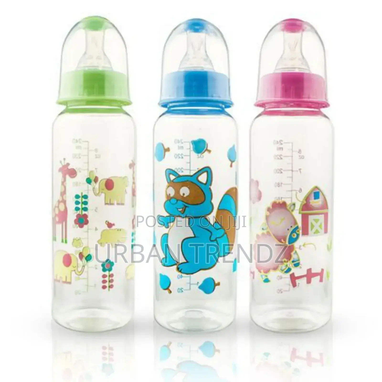 Set of 3 Milk Baby Feeding Bottle 240 Ml-Multi-Colours
