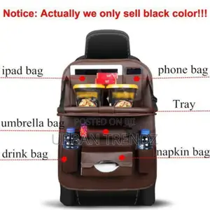 1-Piece Leather Car Backseat Organizer With Foldable Table.