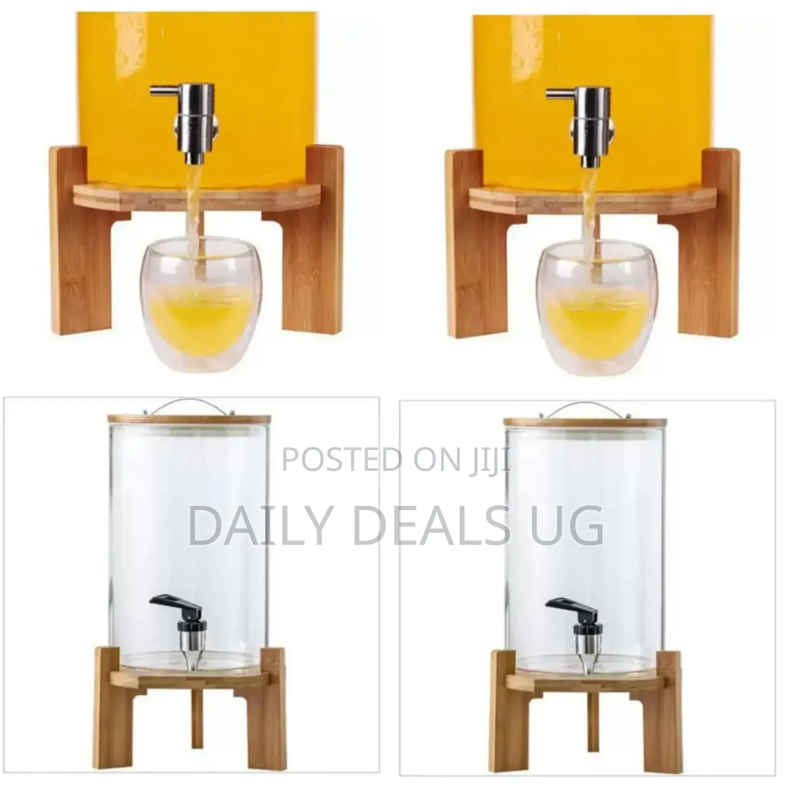 Glass Juice Dispenser With Bamboo Stand