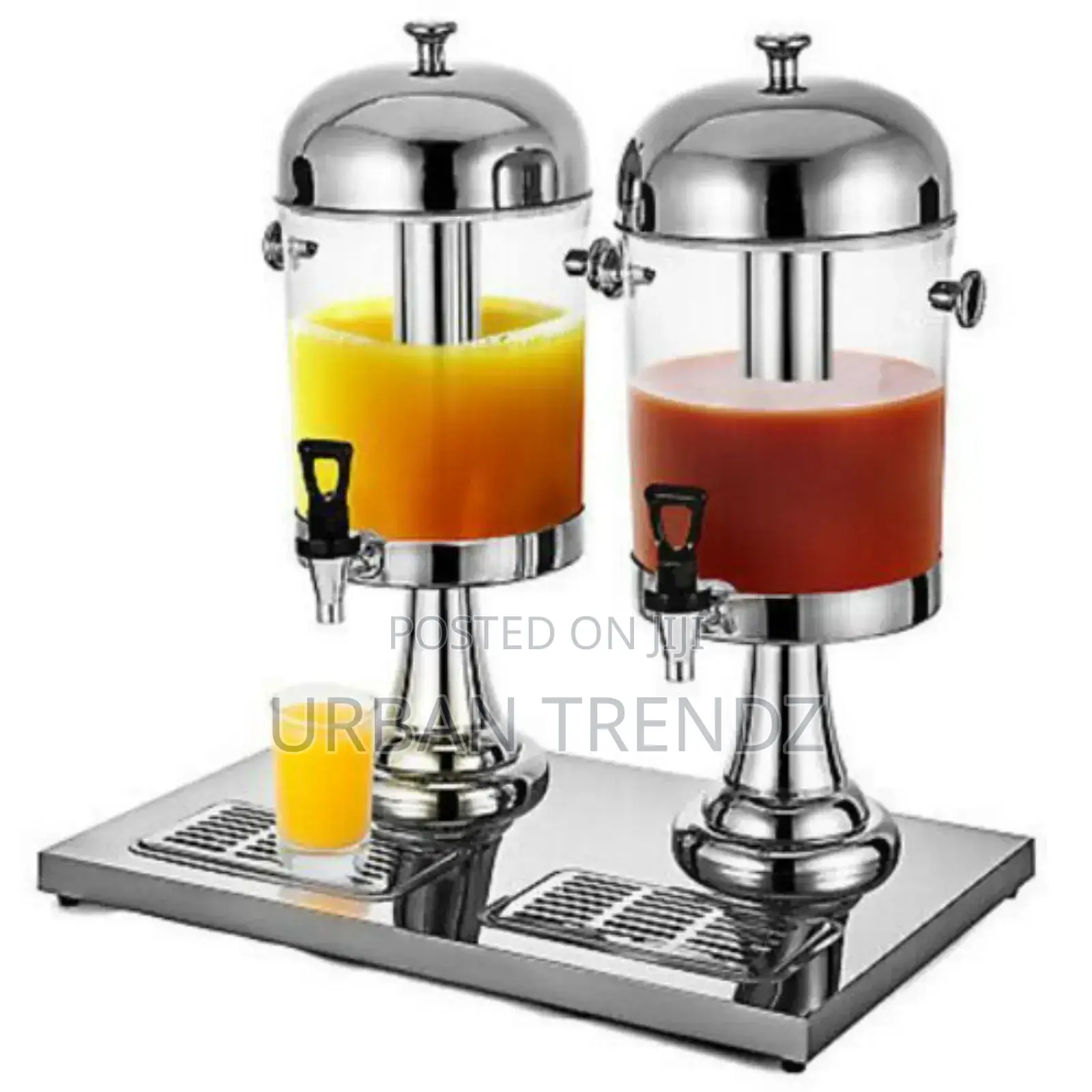 16 Litre, Double Tank Water Jug, Juice Dispenser Can- Silver