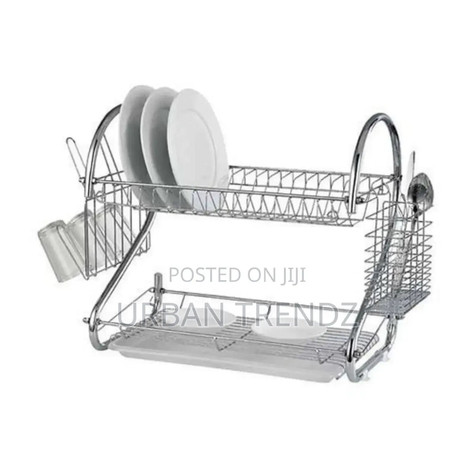 2 Tier Steel Plate Dish Drying Draining Rack Storage
