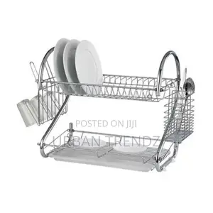 2 Tier Steel Plate Dish Drying Draining Rack Storage