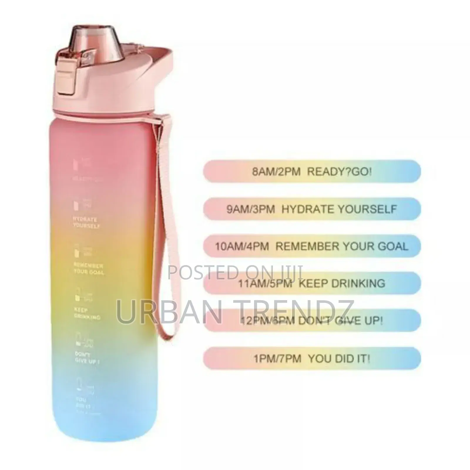1L Time Marked Fitness Jug Outdoor Frosted Water Bottle