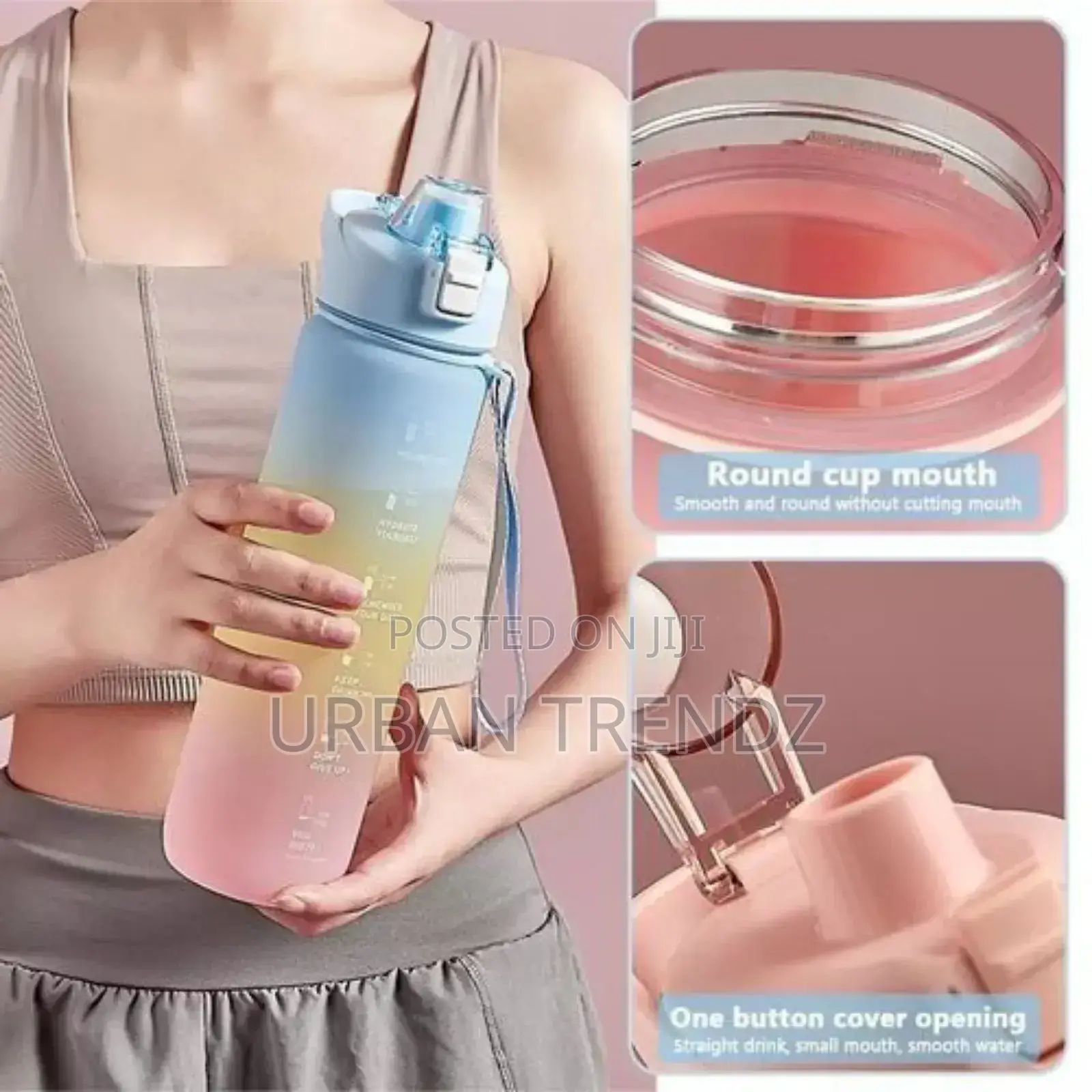 1L Time Marked Fitness Jug Outdoor Frosted Water Bottle