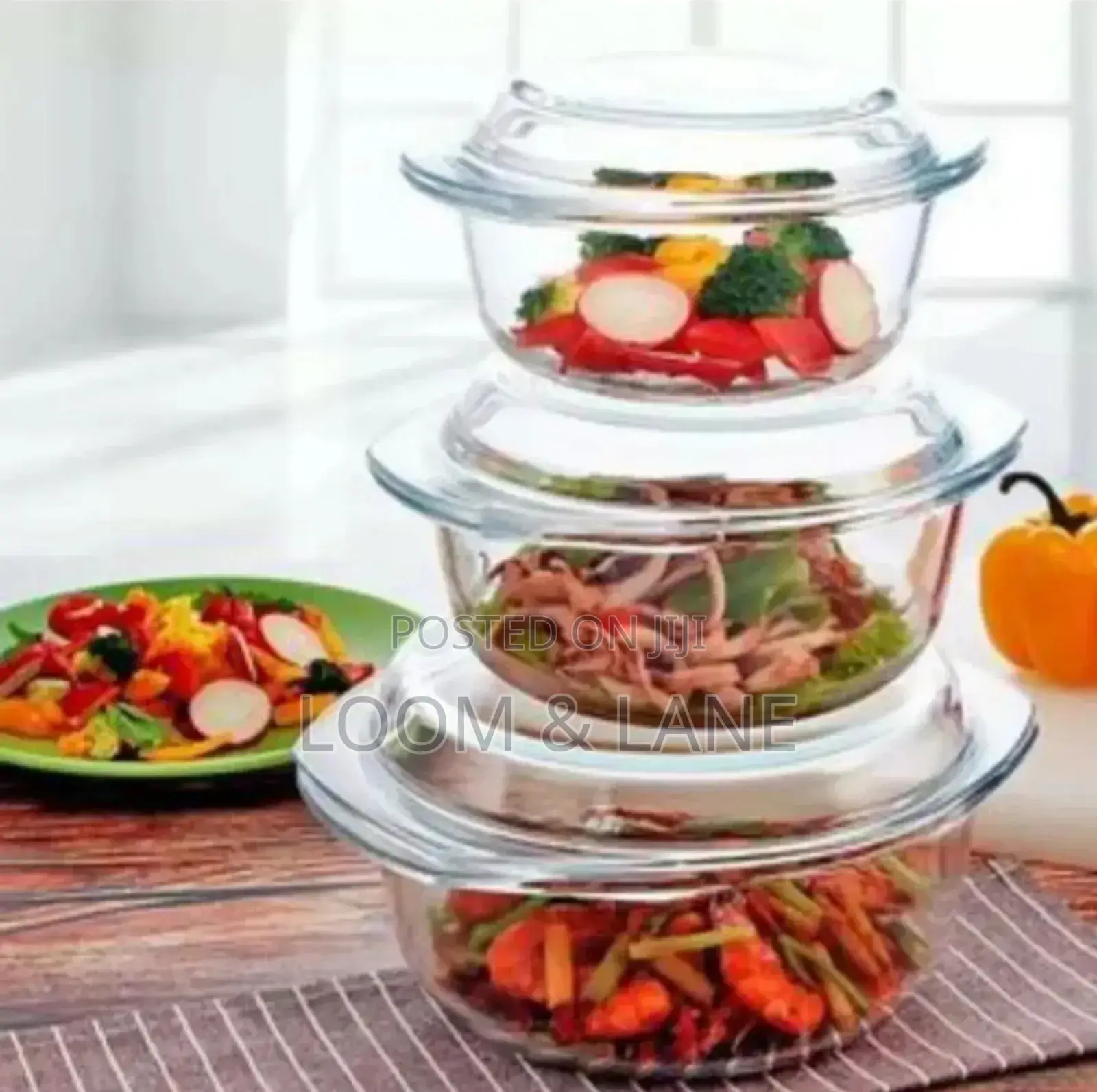 3pcs Transparent Glass Serving Bowls