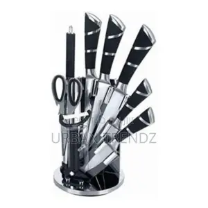 9 PCS Kitchen Knife Set With 360° Rotating Acrylic Stand