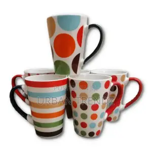 6 Pieces of Printed Coffee Tea Cups Mugs- Multicolours