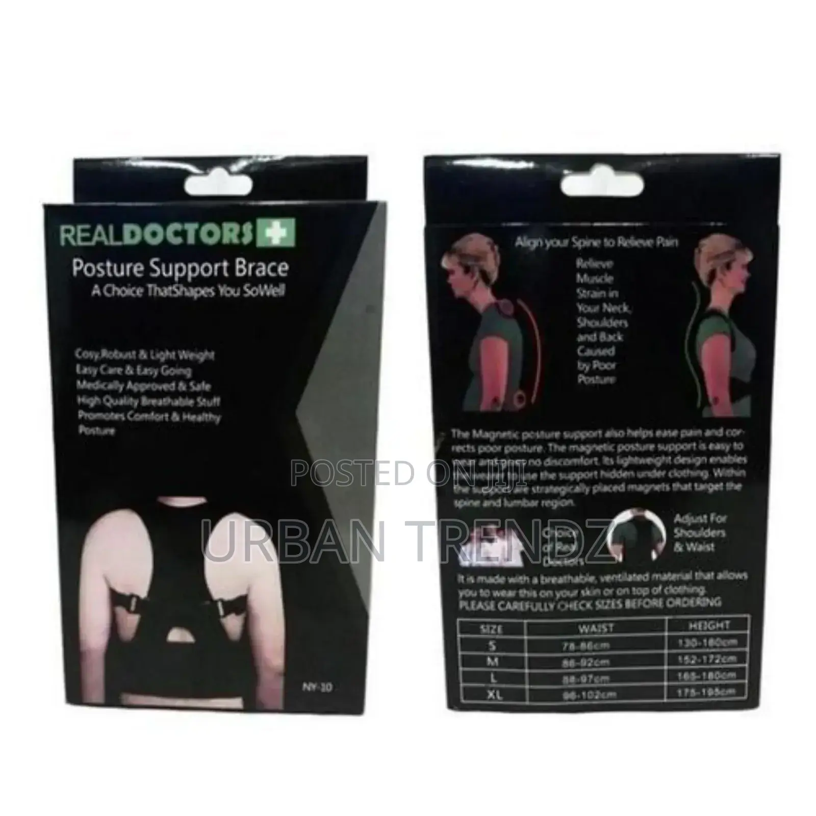 Real Doctors Posture Shoulder Back Support Brace - Black.