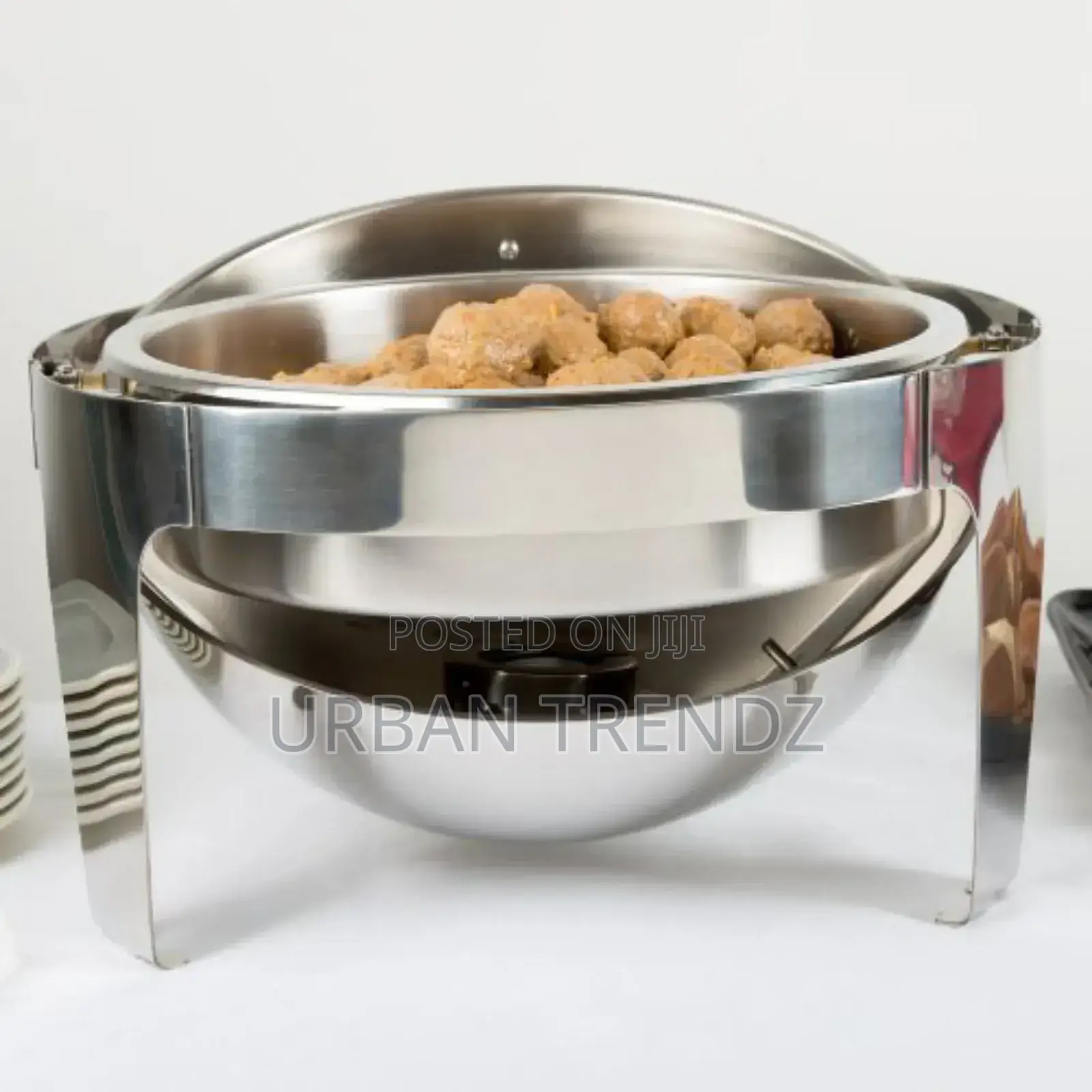Stainless Steel Round Dish Roll Top Food Buffet Warmer