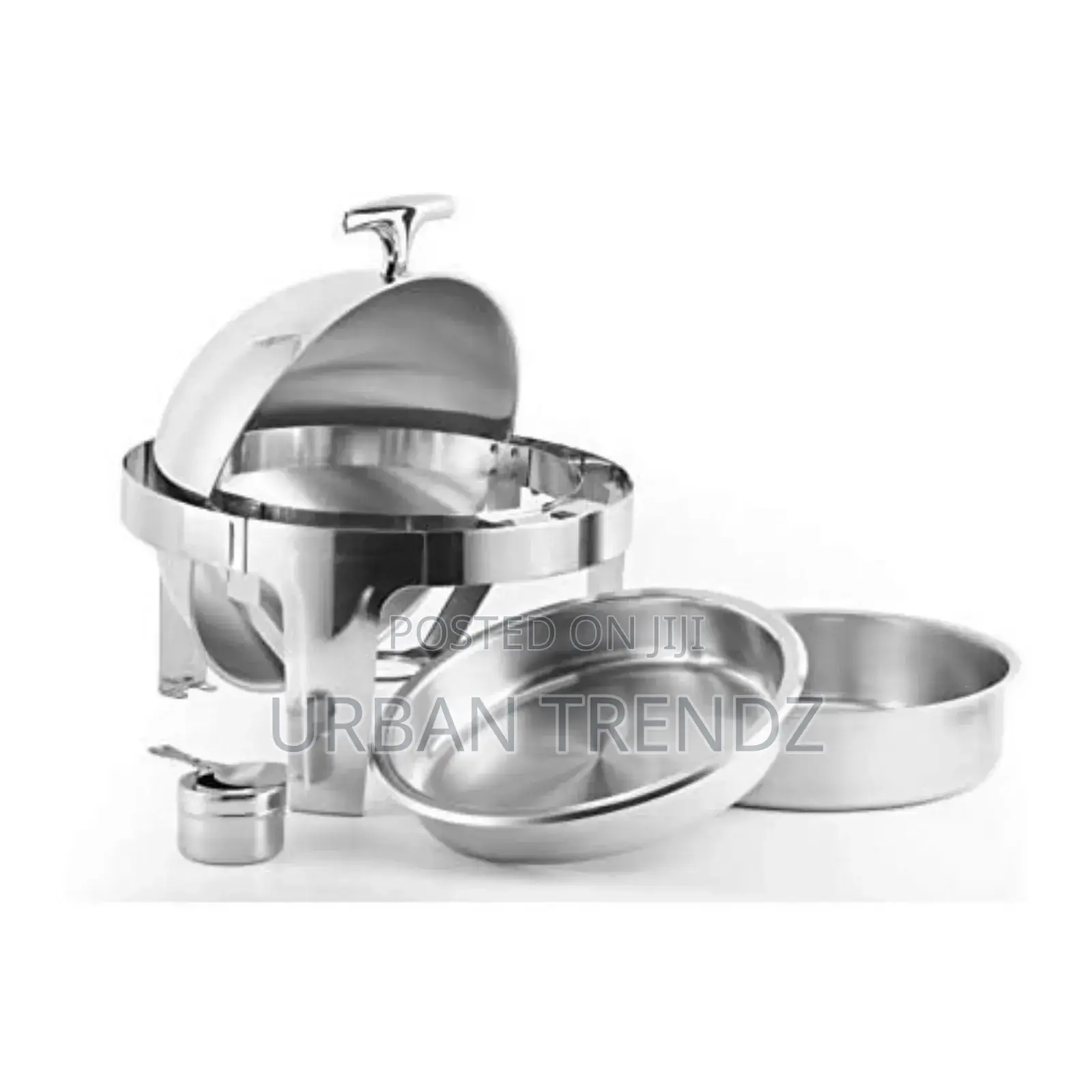 Stainless Steel Round Dish Roll Top Food Buffet Warmer