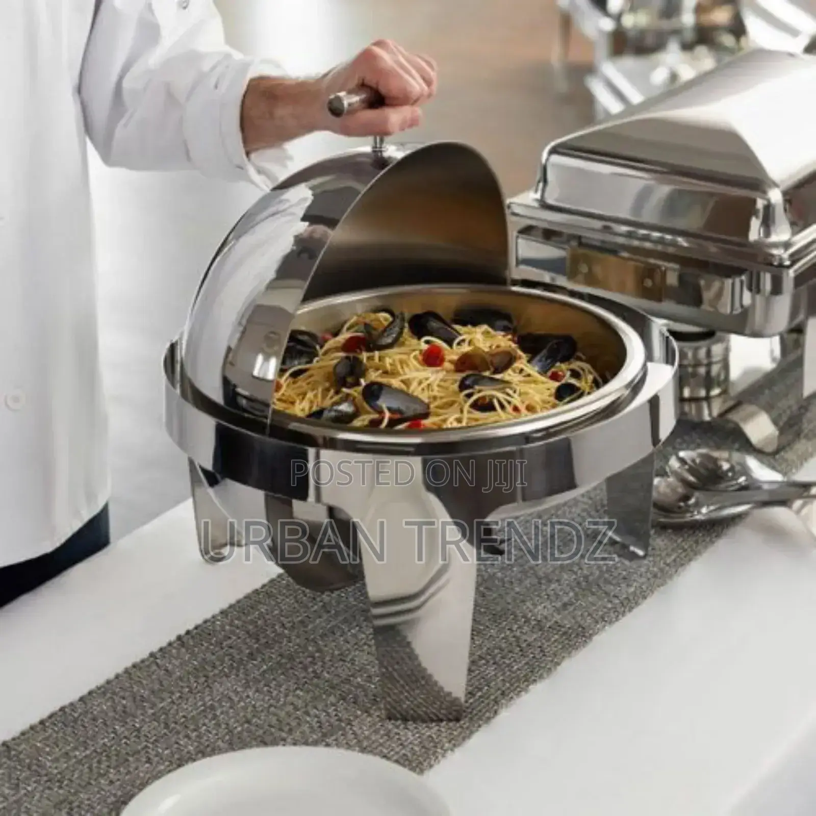 Stainless Steel Round Dish Roll Top Food Buffet Warmer
