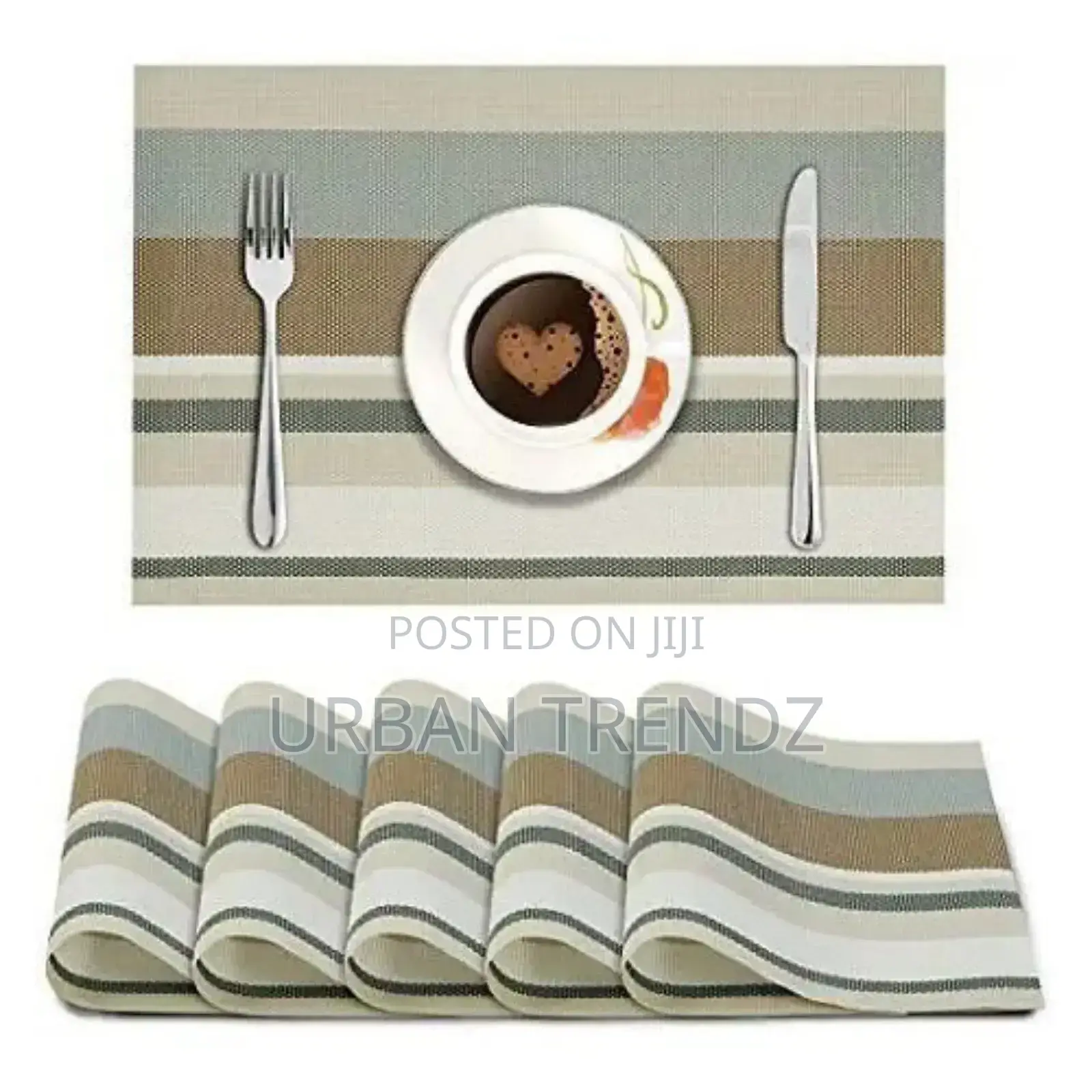 6 PCS Table Mats With a Runner - Grey