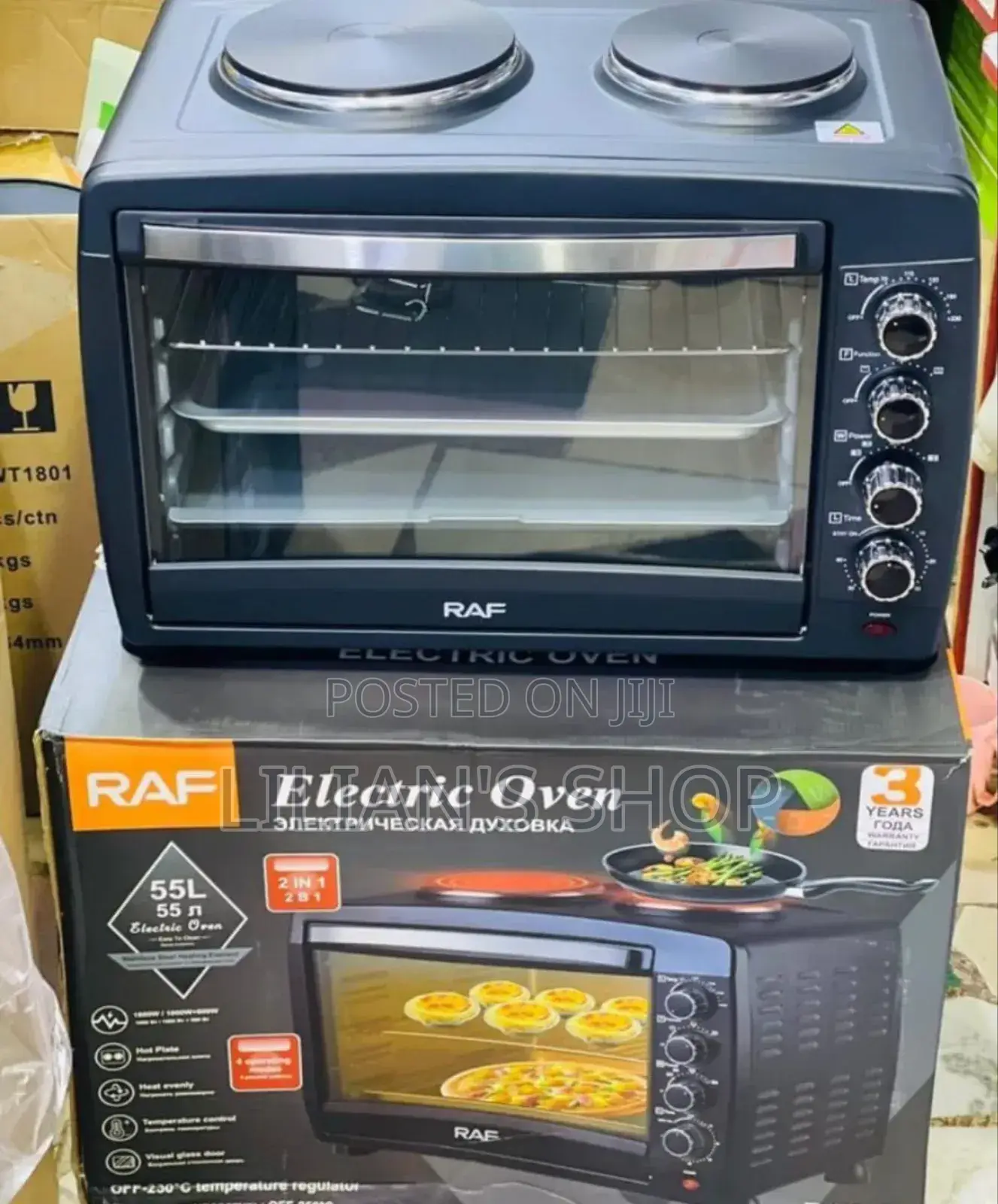 Raf Electric Oven 55L With Double Hot Plate