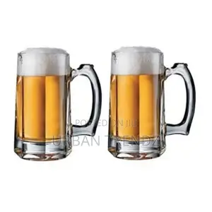 2 Pieces of Heavy Glass Beer Glasses-Colorless
