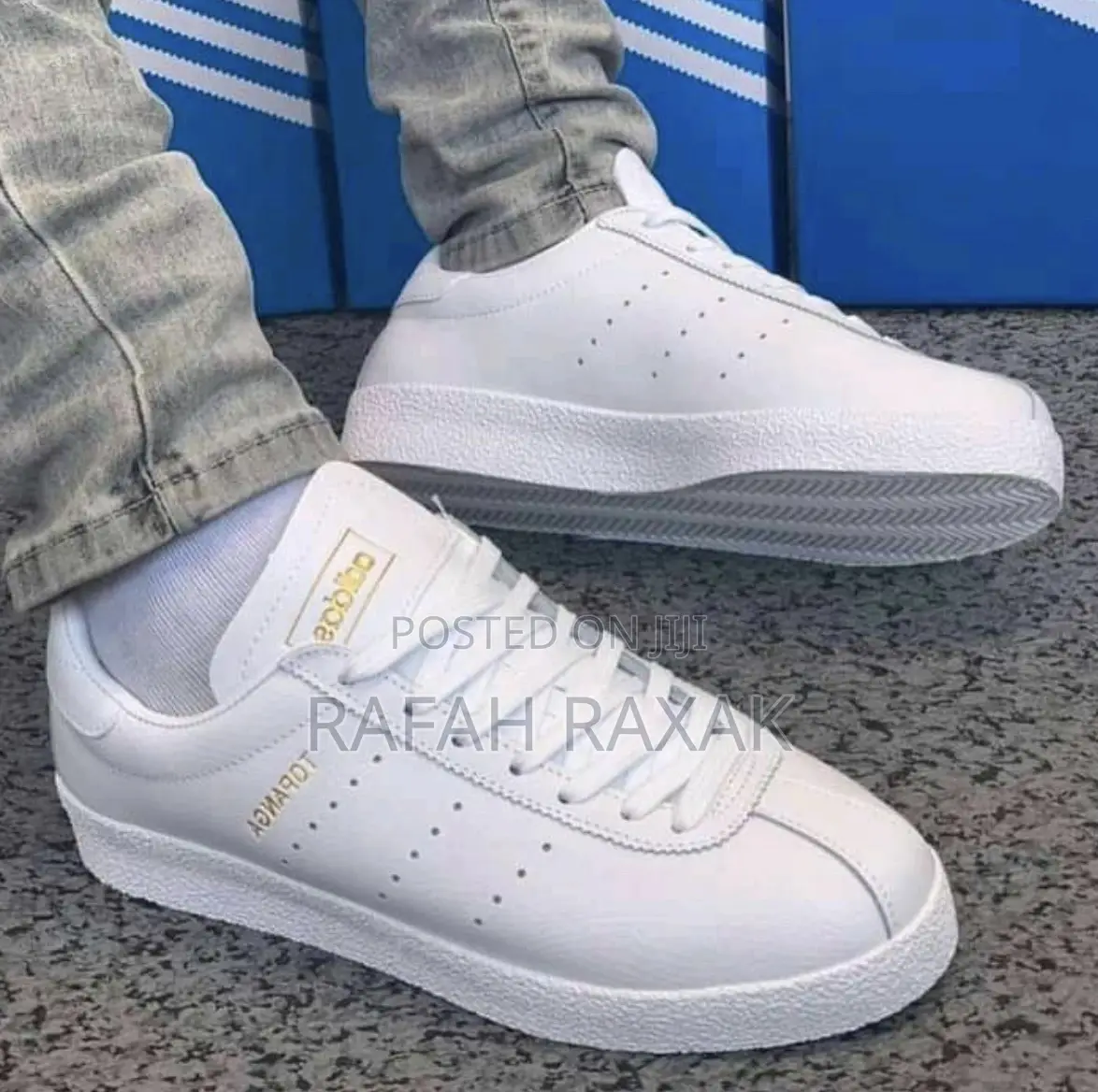 Original Adidas Topanga Triple White Casual Leather Sneakers
