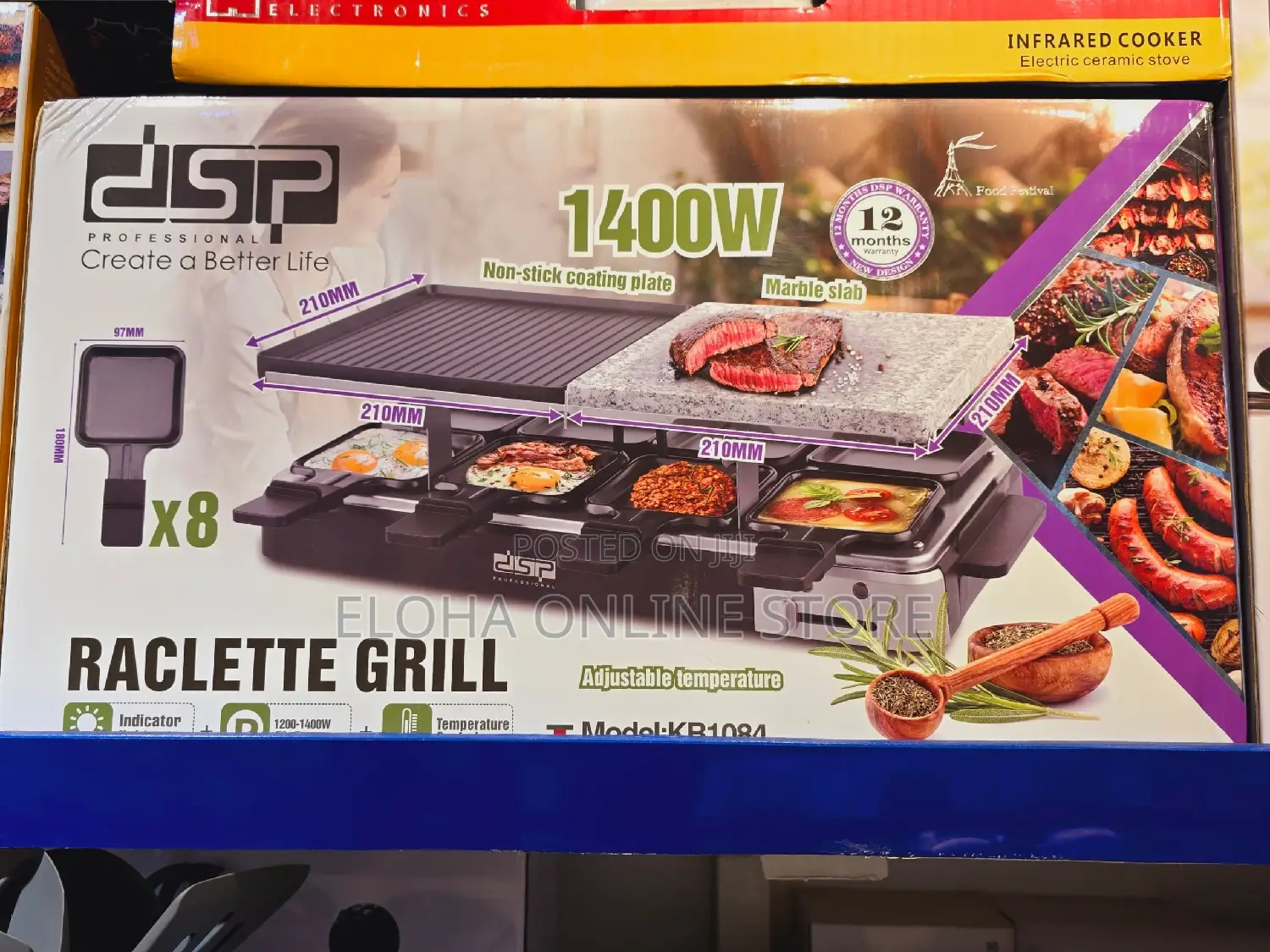 DSP KB1084 Raclette Grill | 1200-1400 W