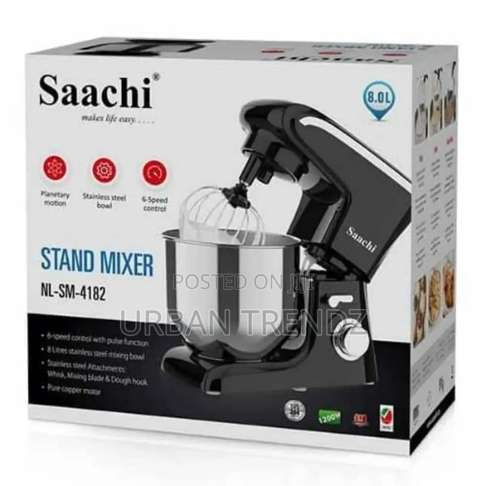 Saachi 8 Litres 6-Speed Stand Mixer With Pulse Function