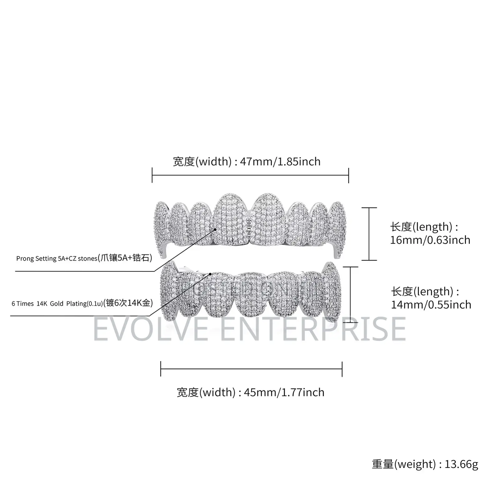 Iced-Out Diamond Teeth Grillz - Teeth Jewellery