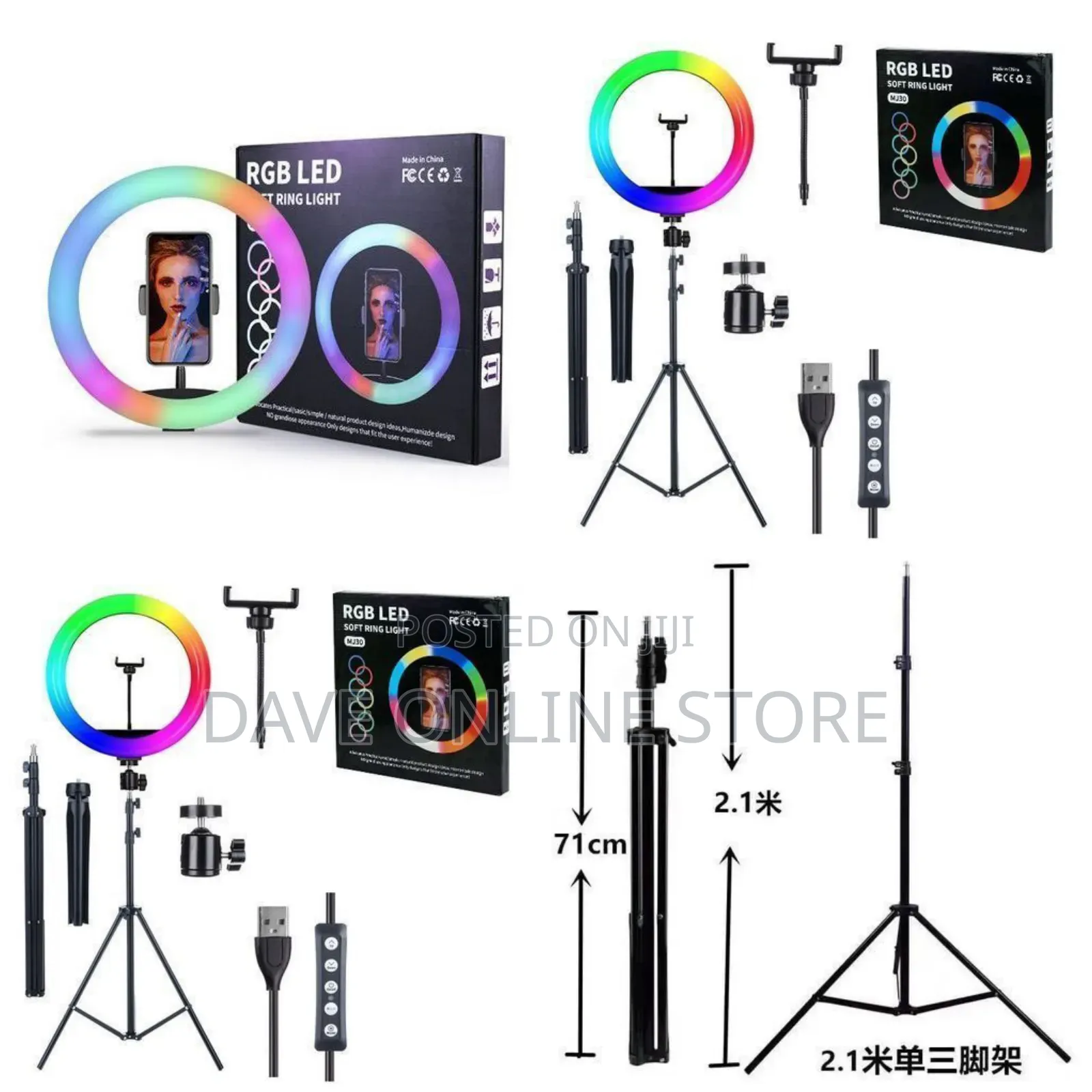 12inch Dimmable RGB LED Selfie Ring Light With Tripod Stand