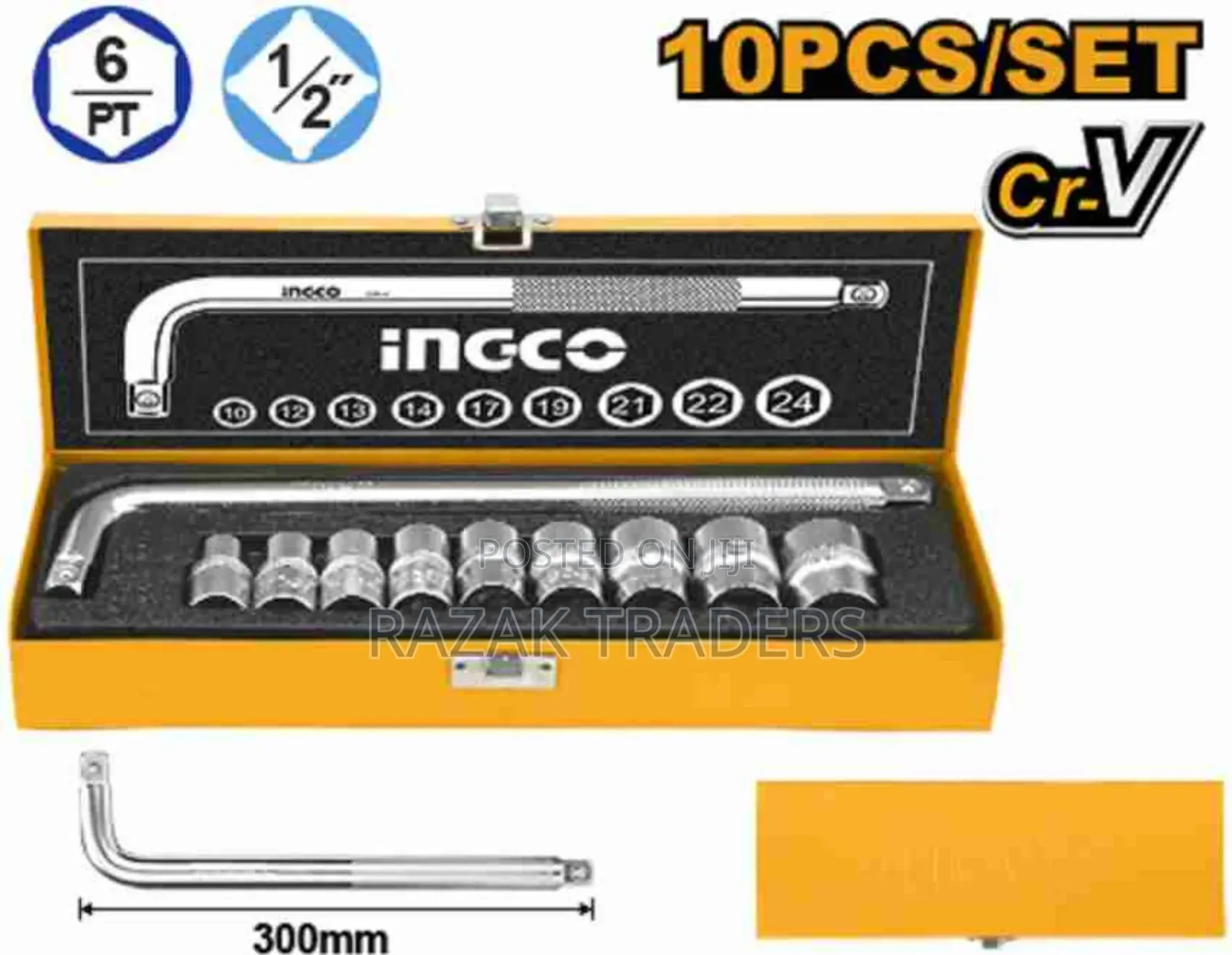 Socket Set Hand Tool Kit 10pcs Ingco