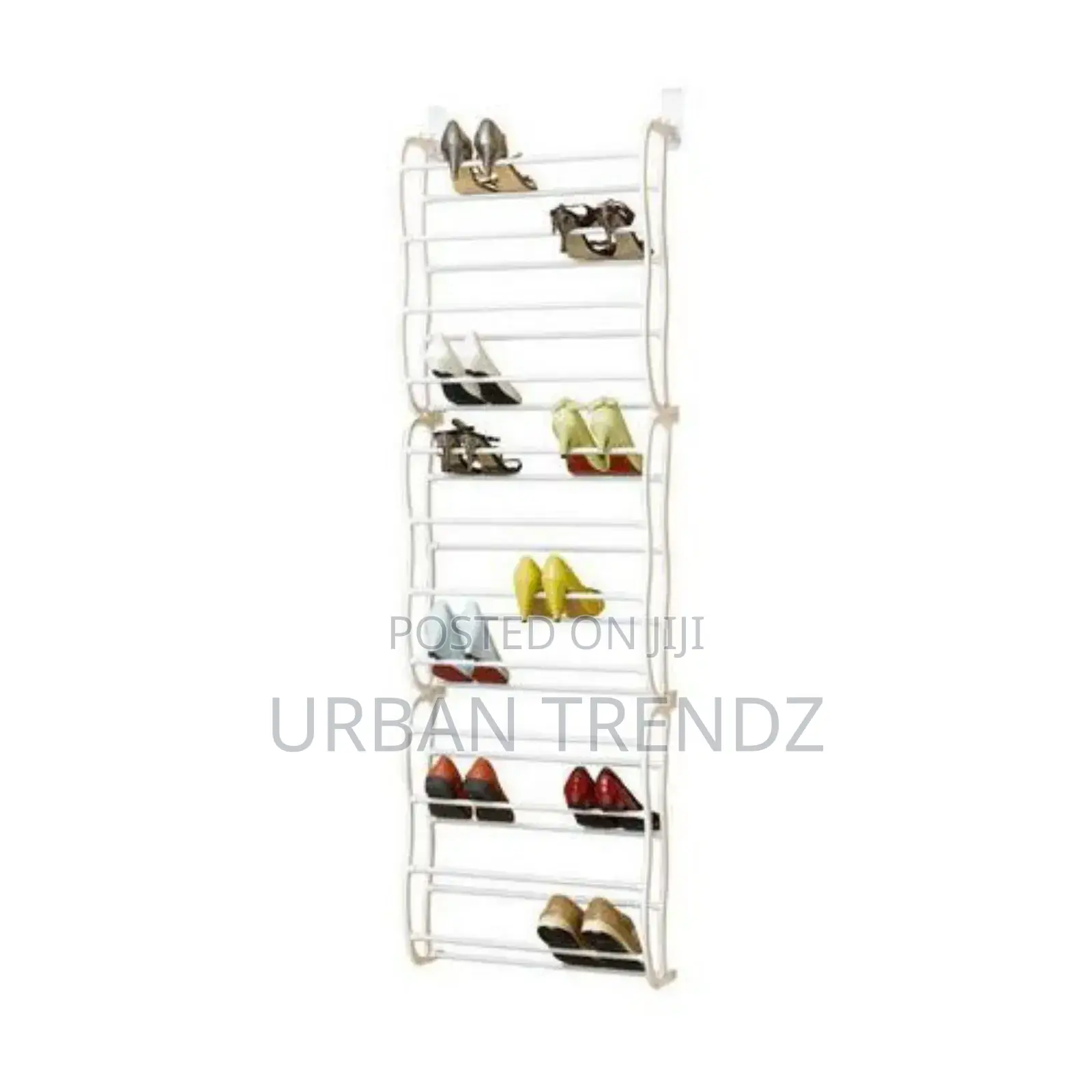 Metal Over the Door Shoe Rack Storage Organizer - White.