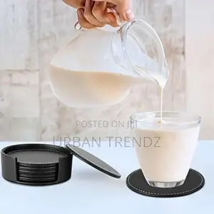 7 Piece Leather Drink Coasters Round Cup Mat Pad