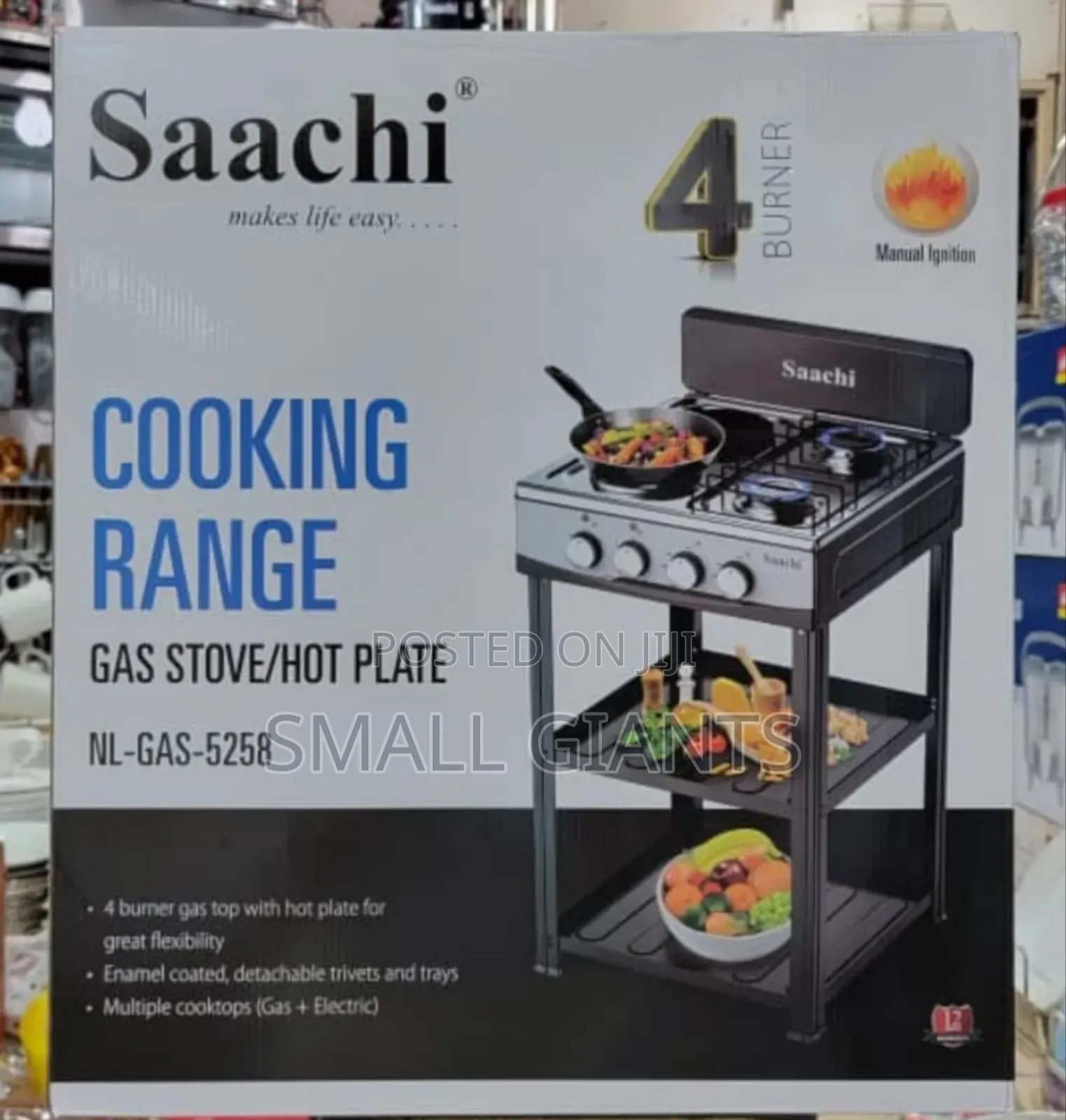 Saachi Stainless Steel Gas Burner With 2 Gas Top,2 Hotplates