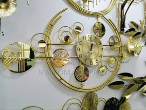 Golden Iron Beautiful Metal Clock Wall Decor Art