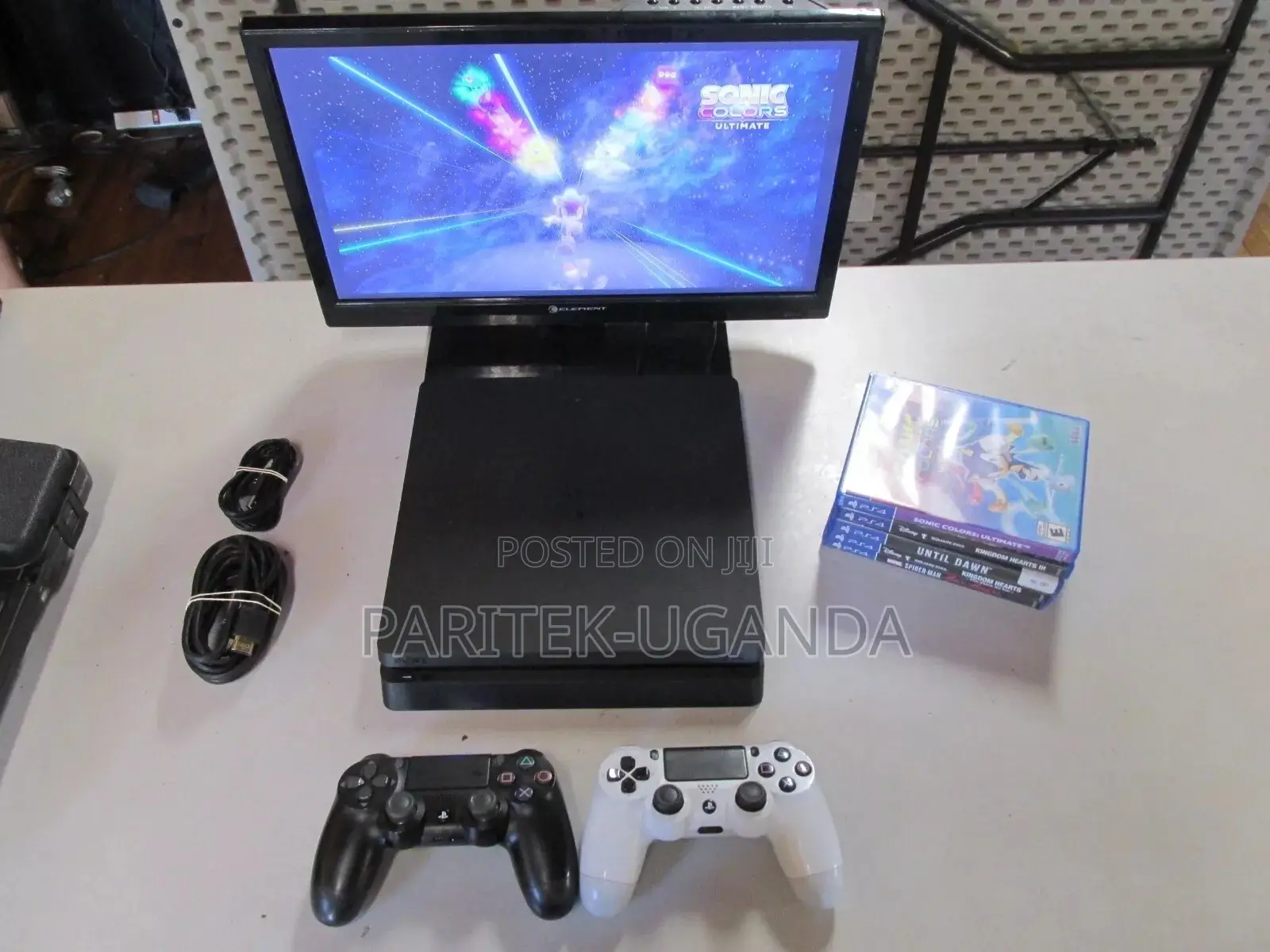 Ps4 Slim Black Console W/ 2 Controllers/ 10 Games /500gb