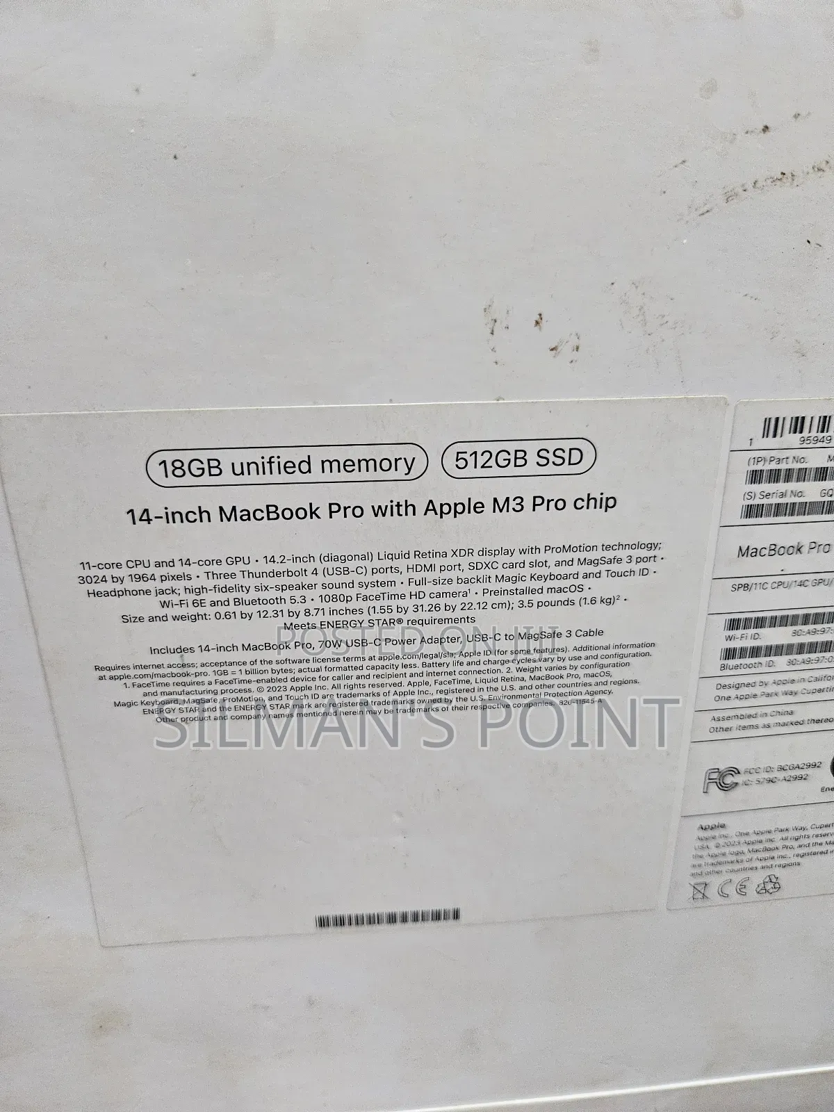 Laptop Apple MacBook Pro 18GB Apple M3 Pro SSD 512GB