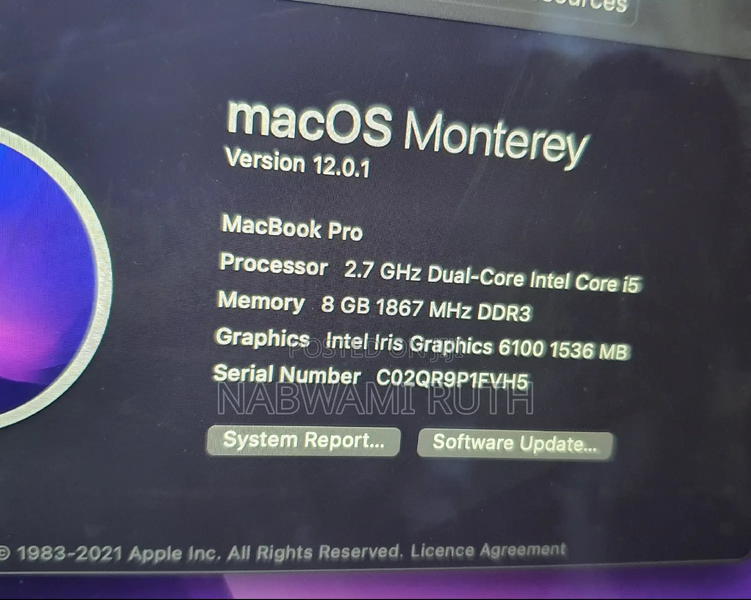 Laptop Apple MacBook Pro 2015 8GB Intel Core I5 SSD 256GB