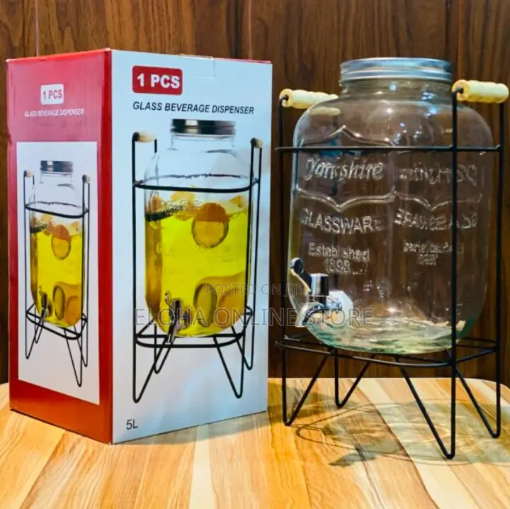 Glass Beverage Dispenser With A Stand