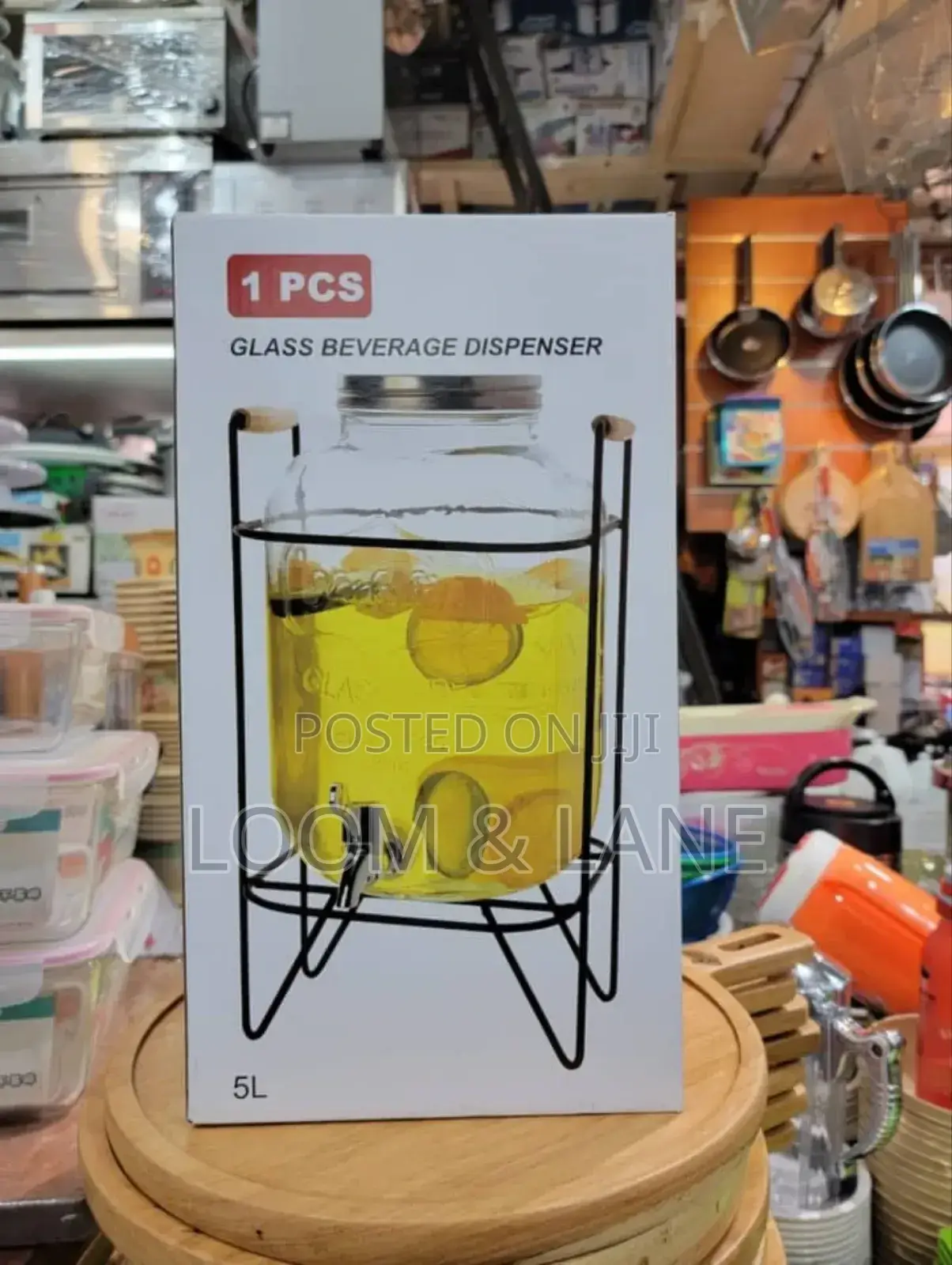 5L Glass Beverage Dispenser With Stand