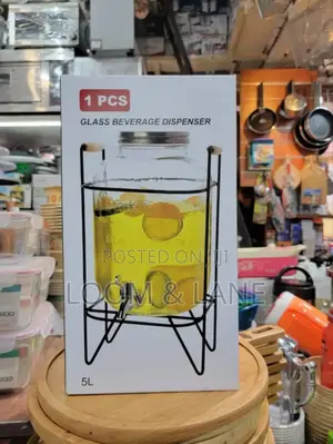 5L Glass Beverage Dispenser With Stand