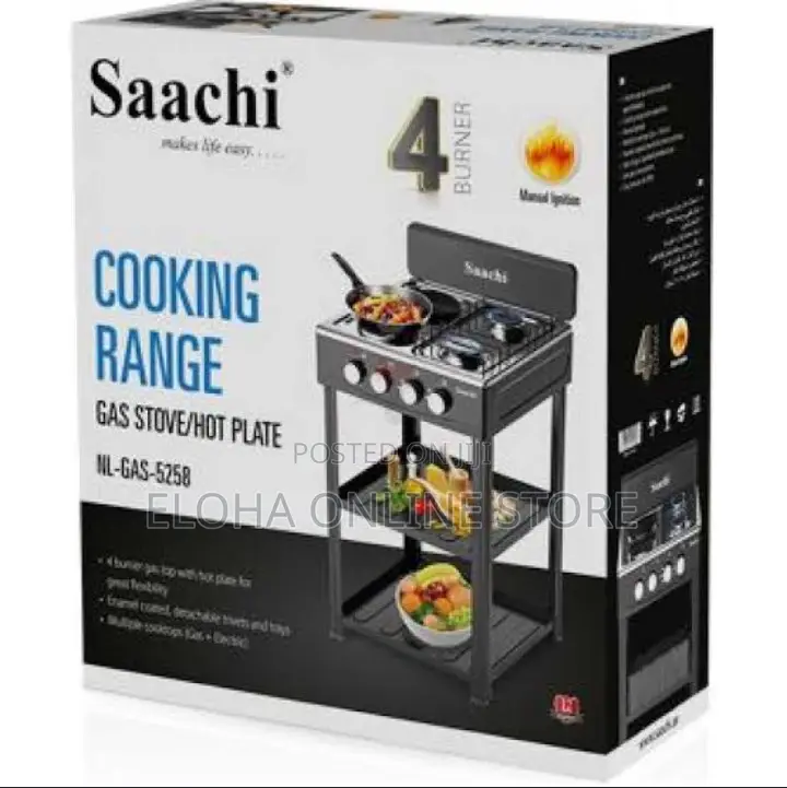 Saachi 4 Burners Gas Stove With Shelves