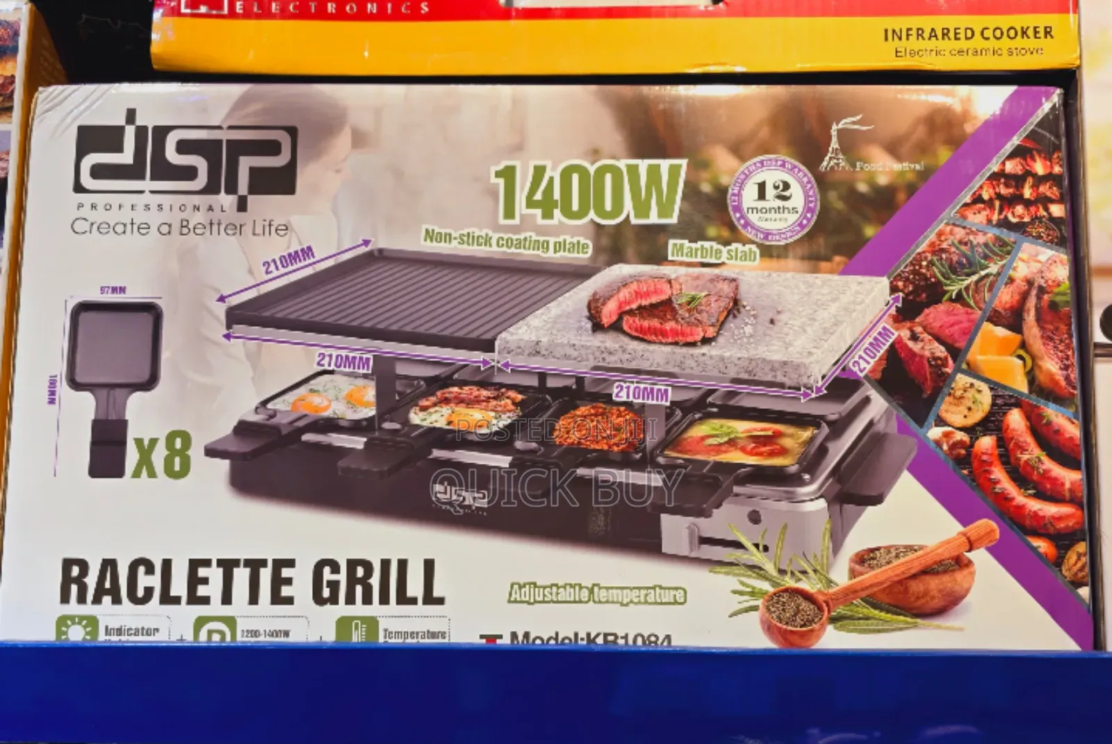 Unique DSP Raclette Natural Stone Non Stick Grill Plate