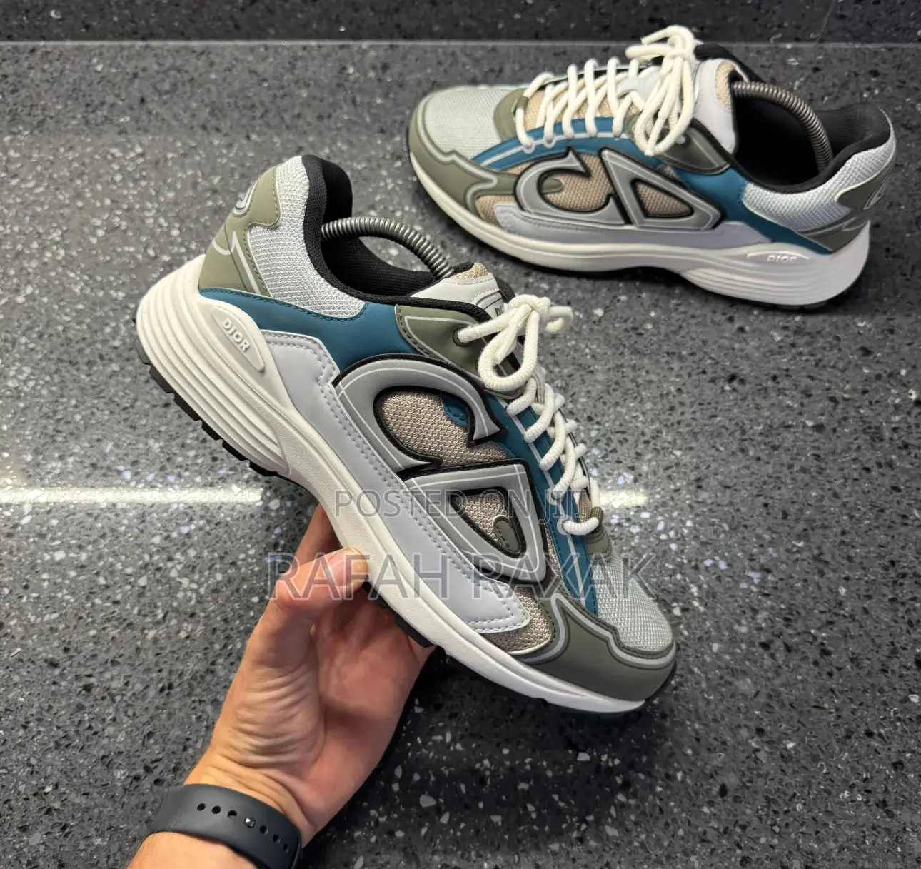 Original Dior B30 White Beige Blue Olive Casual Sneakers