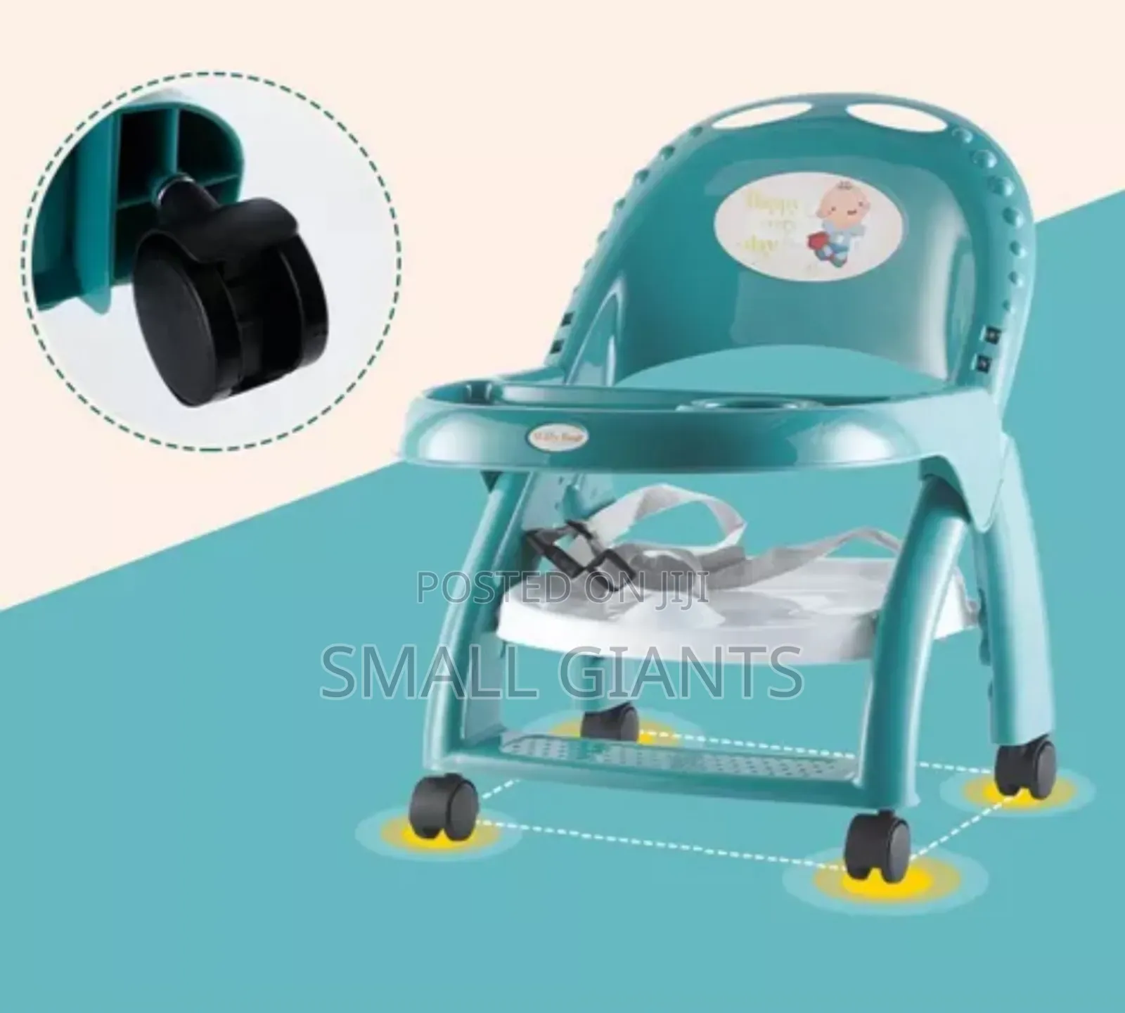 Portable Folding Baby Low Chair With Tray and Wheels