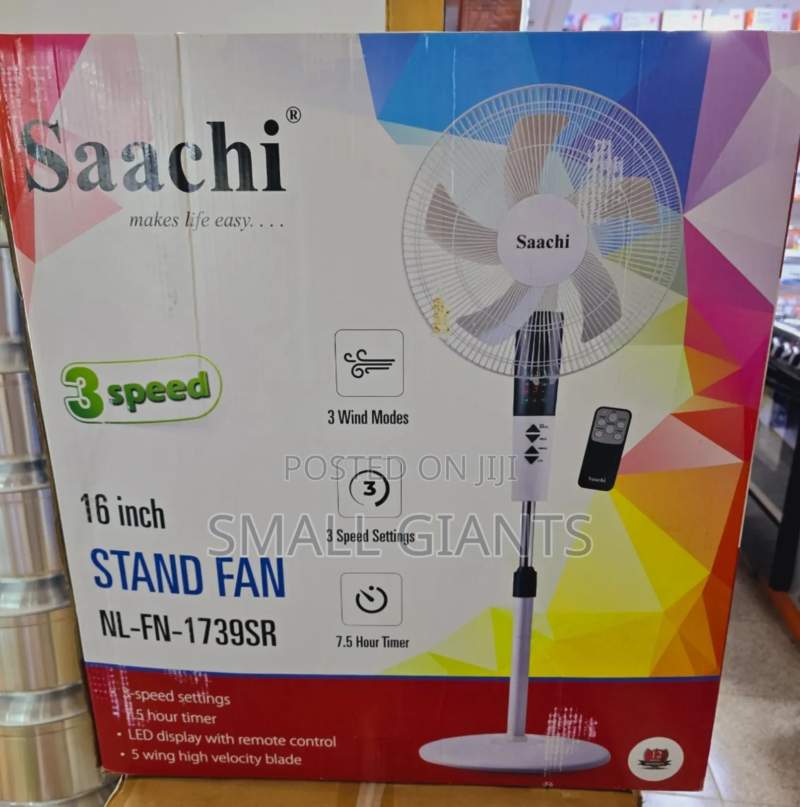 Saachi 16 Inch Stand Fan With Remote Control