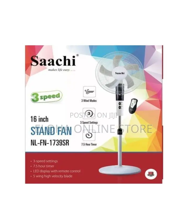 Saachi 16 Inch Stand Fan With Remote
