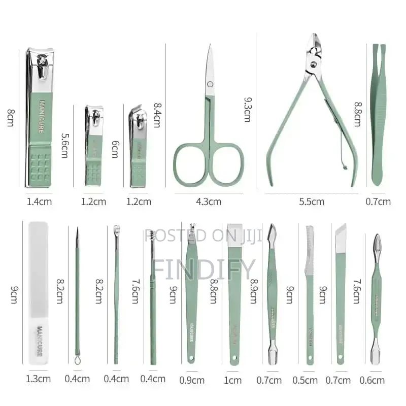 16pcs Nail Clippers Set Pedicure Kit Stainless