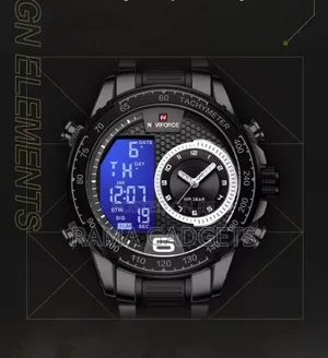 Naviforce Men Wrist Watch Stainless Steel Dual Display