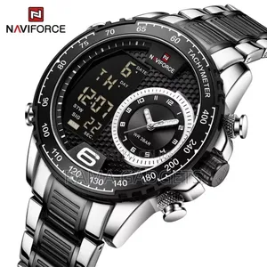 Naviforce Men Wrist Watch Stainless Steel Dual Display
